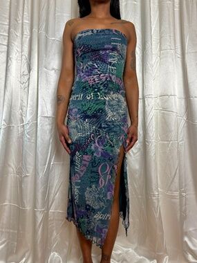 Urban Outfitters Graphic Print Mesh Tube Dress
